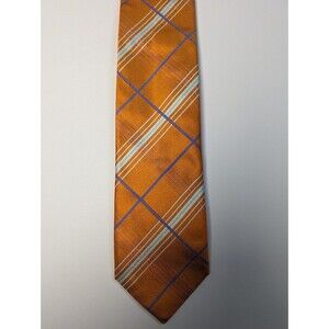 Byron British Style Dress Necktie Men Orange Blue Italian Silk Tie 60” X 3”